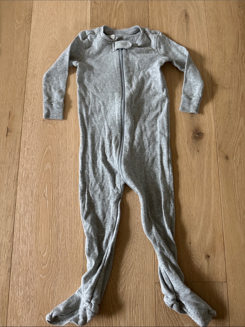 Primary Gray Zippered Footed One-Piece Pajama